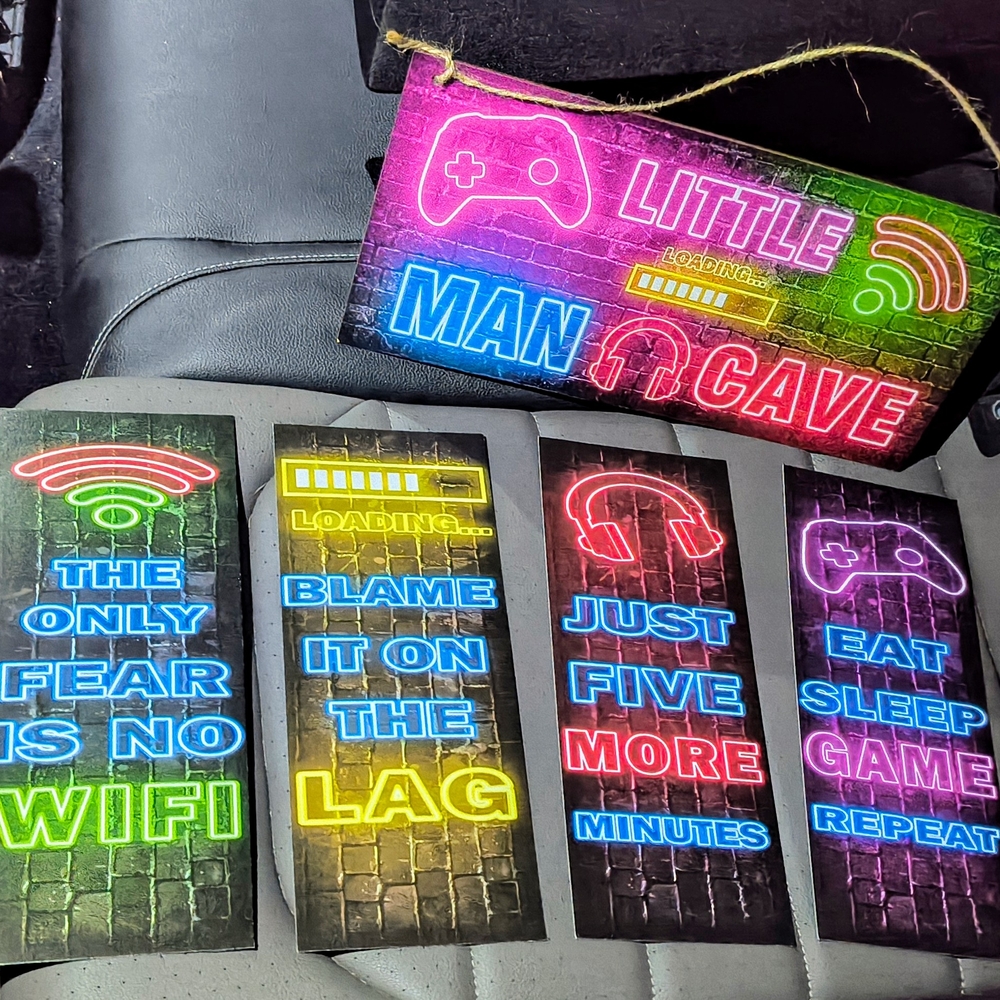 Neon Gamer Wall Art Set